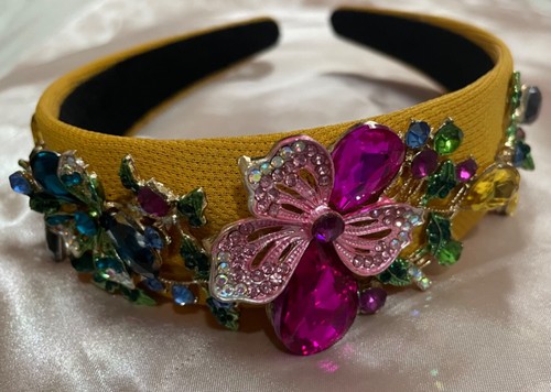 Orange flower jewel headband - orange,