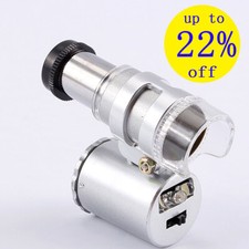 60X Jeweler Loupe Microscope Magnifier Watchmaker+LED Light for Glasses Eyeglass