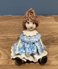 Zampiva Vtg Signed Italian Ceramic Spaghetti Hair  Figurine Girl - Debby