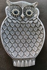 M & S Silver Coloured Owl Shaped Trinket Dish 4.5 x 3 inches