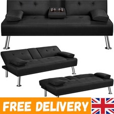 Modern Click Clack Sofa Bed with Drop-Down Table – Stylish Comfort for 2