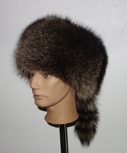 Raccoon fur winter hat trapper - raccoon,