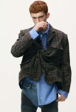  Ready To✈️  H&M GLENN MARTENS Wool Blend Blazer Men Women Unisex Tweed Jacket M