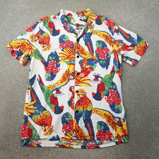 Levis Mens Shirt Small White Cubano Parrot Print Cuban Tropical Bird Hawaiian