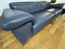 Large Blue Leather Sofa + Power Recliner Chair 2 Years Old. Immaculate.
