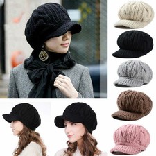 Womens Winter Wool Knit Visor