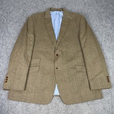 Marks & Spencer Blazer Mens UK 46 Brown Moon Wool Linen Herringbone Jacket M&S