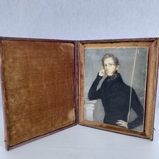 Fine Regency Antique Painted Portrait Miniature A Handsome Young Gentleman A/F