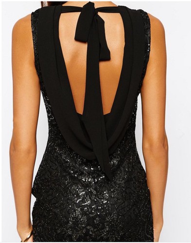 Lipsy black gold sequin lace - sequin,