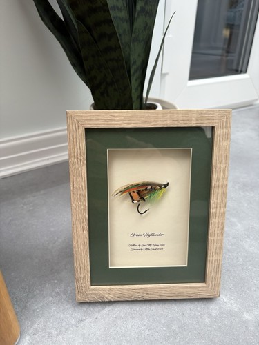 Framed salmon fly oak frame - fly,