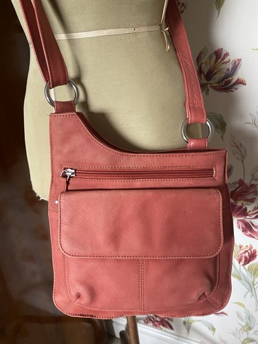 Hotter coral leather crossbody - coral,