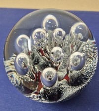 Vintage Paperweight Art Glass Controlled Bubbles Ball Sphere Round Ornament