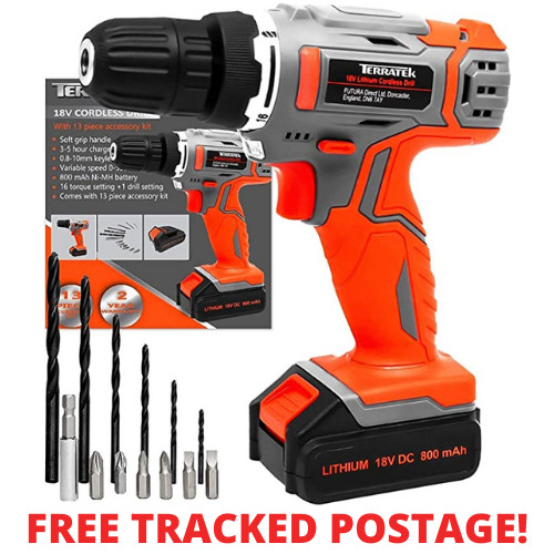 18v cordless drill driver - drill, set