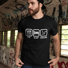 EAT SLEEP ORIGAMI T-SHIRT - funny paper card folding book love crane gift craft