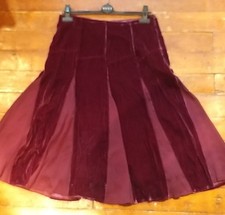BNWOT size 10, 20% silk velvet swing skirt, lined, with chiffon inserts.