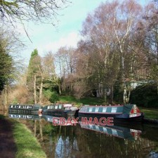 PHOTO  BOATS AND BIRCH TREES NEAR ASHWOOD STAFFORDSHIRE PERMANENT MOORINGS ON TH