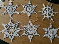 6 Handmade Crochet Snowflakes Christmas Tree Decorations/New year. 