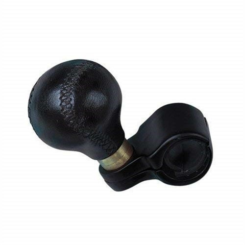 Black leather steering wheel - steering,