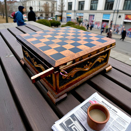 Antique puzzle chess board - puzzle,