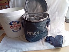 Peroni 6 Bottle Cool Bag Navy Blue With 2 Peroni Half Pint Glasses.