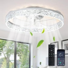 Ø20" LED Ceiling Fan -Auction- Reversible Remote & App Control White DEPULEY