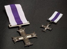 Pair of Replica Military Cross Medals. Full Size and Miniature. Award//Gallantry