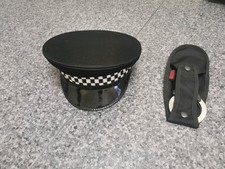 Ex Police Black Peaked Cap Checked Band Collector Film TV Fancy Dress