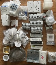 Job Lot Bundle of Electricians Electrical Fixings Fittings RCD's MCB Sockets etc