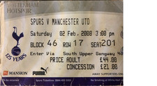 TICKET 2007/08 Tottenham v