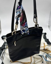 Navy leather crossbody tote