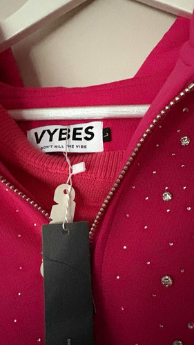 Vybes pink full zip hooded - zip,