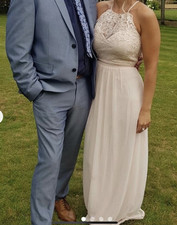 Lipsy Maxi Dress 12 Light Pink Halter Lace Occasion Party Cruise Prom Bridesmaid