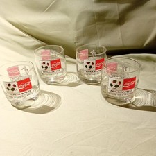 4 X Vintage Italia '90 Coca Cola World Cup Glass Spirit Tumblers