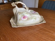 Crownford Antique Floral Design porcelain Cheese DishW 7” L 9” T 6