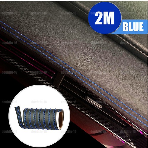 Blue leather car dashboard - blue,
