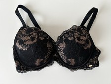 F&F Black/Gold/Copper Floral Padded Underwired Bra - 34D - Adjustable Straps