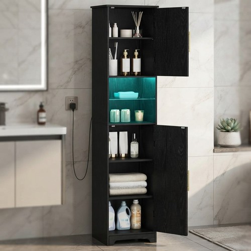 Narrow black bathroom cabinet - narrow,