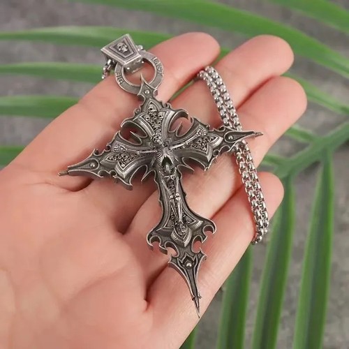 Gothic skull cross pendant - gothic,