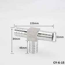 8mm - 32mm Stainless Steel T Hose Barb Tail Tee Connector Water Gas Pipe Fitting