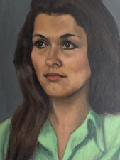 A Vintage ( Antique Style) oil Portrait Painting Of A Young Woman.