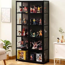 5 Tiers Acrylic Display Cabinet Double Door Transparent Display Case Black