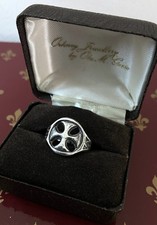 Vintage Ola Gorie Orkney Rare Silver St Boniface Cross Ring Original Display Box