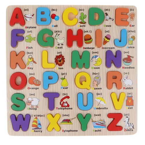 Wooden abc building blocks - building,