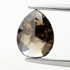 Pear Cut Grayish Brown Color 1.47tcw 8.8 mm Rose Cut Diamond Natural diamond