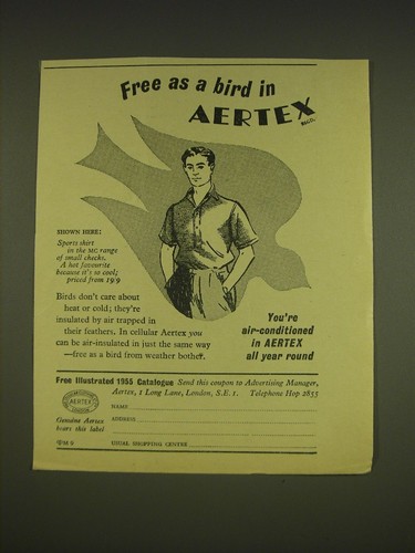 1955 aertex sports shirt - shirt, ad