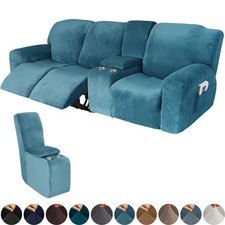 Stretch Velvet Recliner Sofa