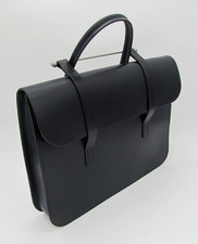 Rutherford English Bridle Leather Music Case, Briefcase. Navy