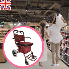 Foldable Shopping Trolley Mobility Walker Cart w/ Seat,Backrest and Wheels