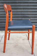 Vintage Danish Teak Niels Moller model 75 chair upholstered in navy leather