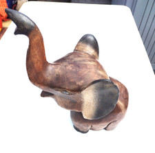 Vintage Carved Elephant Large Hand Carved 31 cm high Indian Wood Elephant 